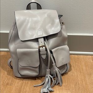 KC Jagger Cream Backpack with Drawstring Closure and Smooth Material